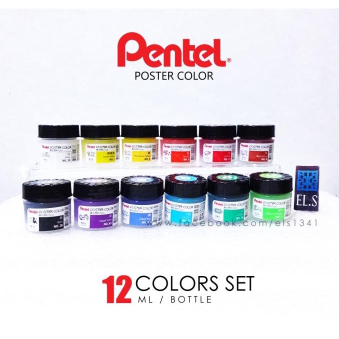 

Pentel Poster Colors Set 12 Warna (12 ml) Cat Poster