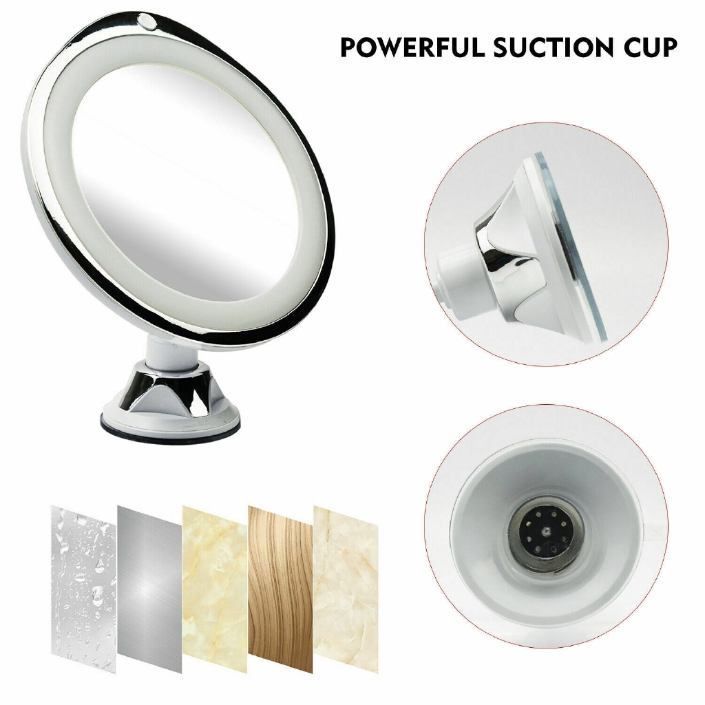 10x Magnifying Makeup Vanity Mirror Led Light Portable Hand Mirrors For Home Tabletop Bathroom Shopee Indonesia