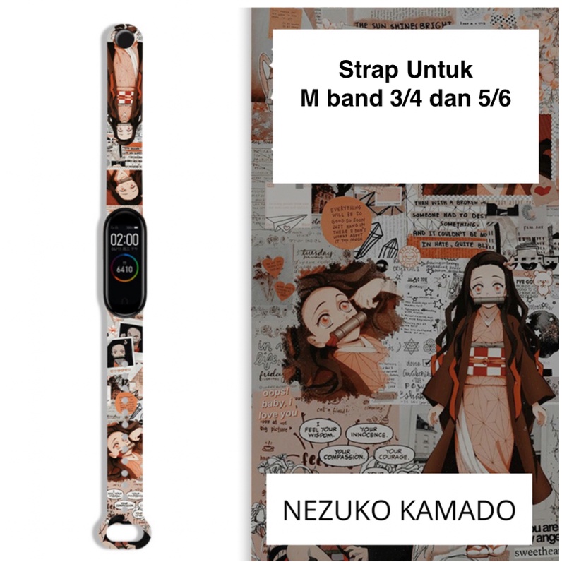 Strap Ml Band 3 Band 4 Band 5 Band 6 Band 7 Strap Silicone Tali Pengganti XlAOMl Ml Band 3/4/5/6/7 Lucu Motif Kartun Anime