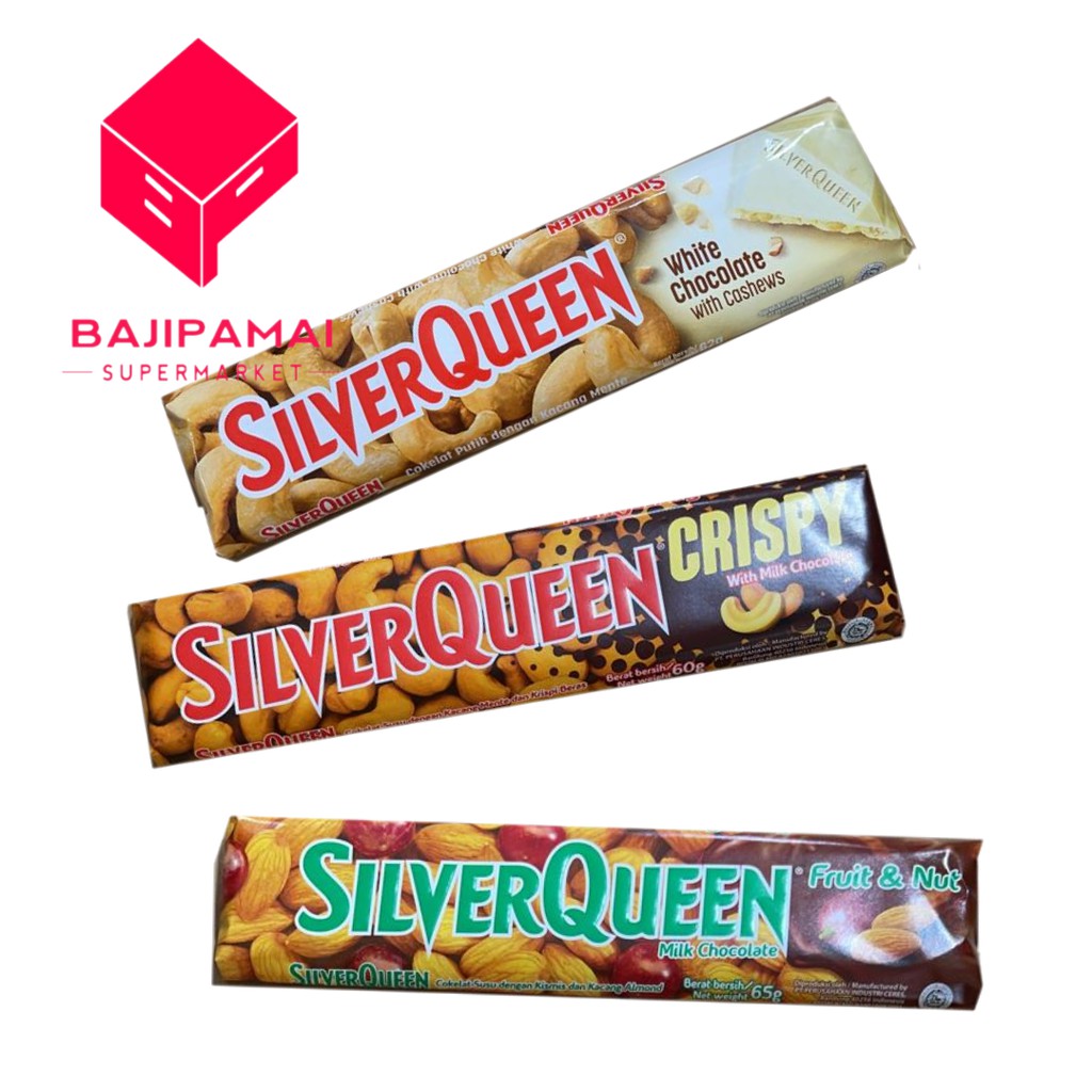 

SilverQueen Fruit & Nut Cokelat [65g], Crispy gr dan White Chocolate 58gr