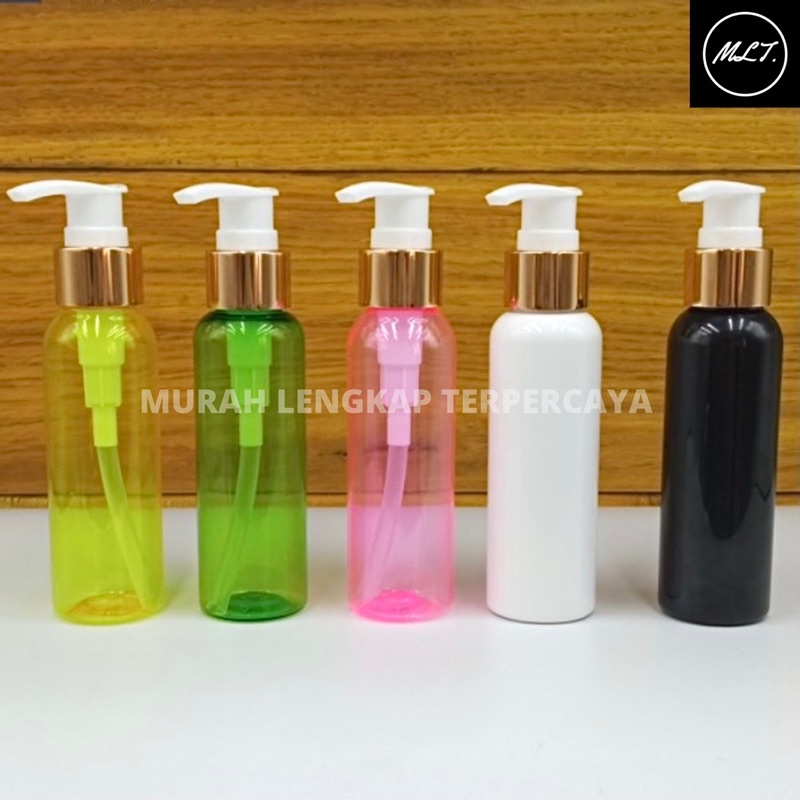 BOTOL PUMP 100ML/ BOTOL LOTION 100ML / BOTOL PLASTIK PUMP GOLD 100 ml LOTION PUMP GOLD