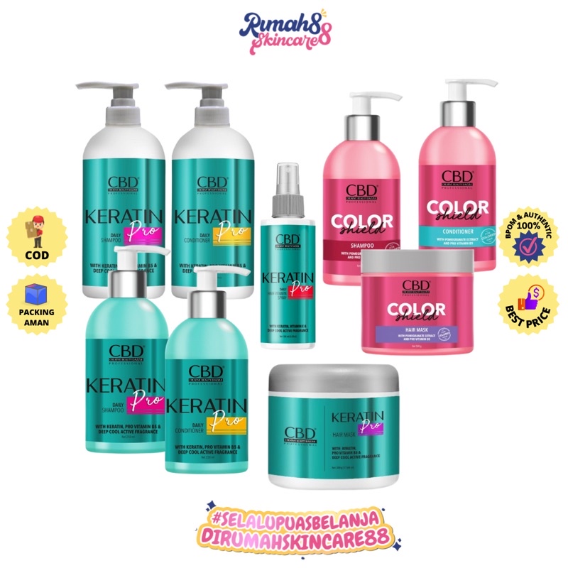 CBD Keratin Pro Treatment Color Shield - Daily Hair Mask | Vitamin Spray | Shampoo | Conditioner | Masker Rambut Shampo Kondisioner