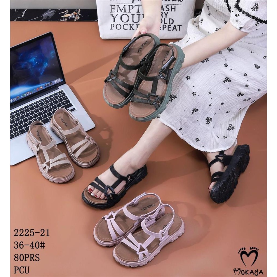 Sandal Let Gunung Jelly Karet Wanita Tali Sambung Segitiga Sol Tebal Casual Keren Elegant Import Mokaya / Size 36-41 (2225-28/2225-21)