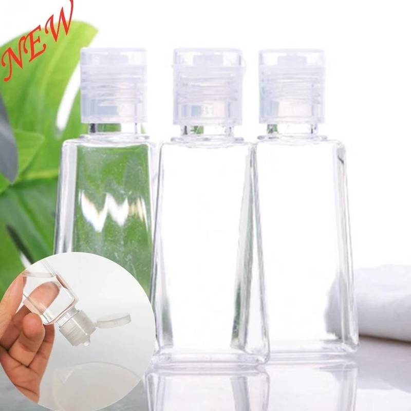 Botol Kosong Isi Ulang Hand Sanitizer Model Semprot Bahan Plastik Transparan Bentuk Trapesium Mini 30ml / 60ml