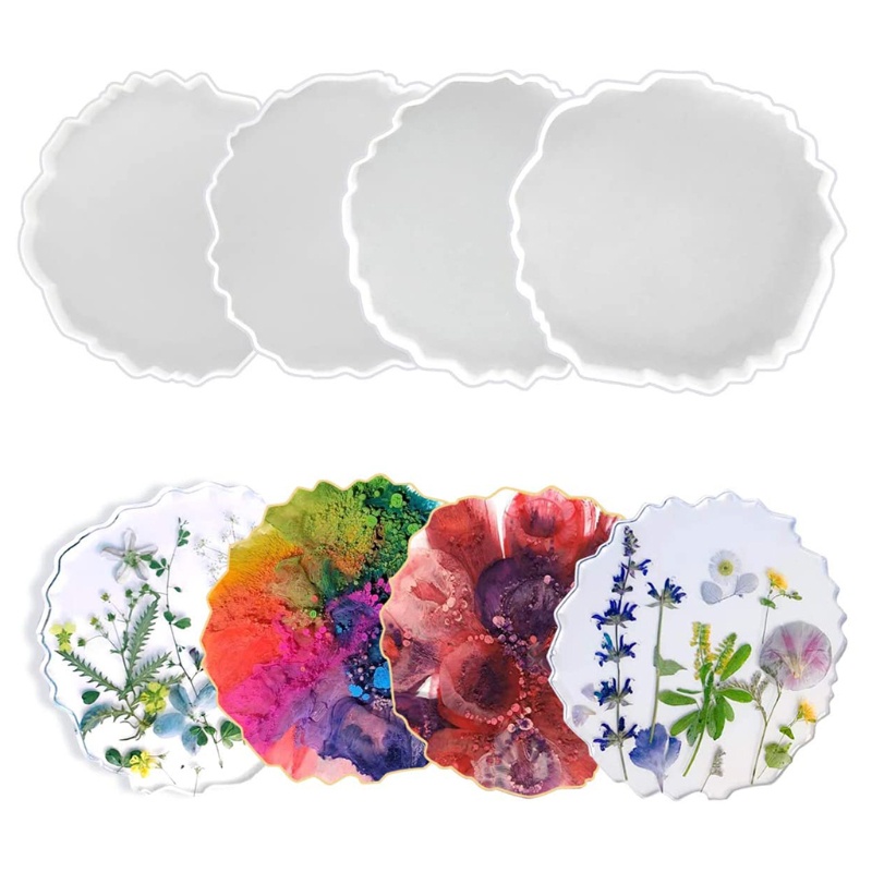 SIY  5 Pcs/Set Coaster Tray Epoxy Resin Mold Cup Mat Pad Silicone Mould DIY Crafts Decorations Casting Tool