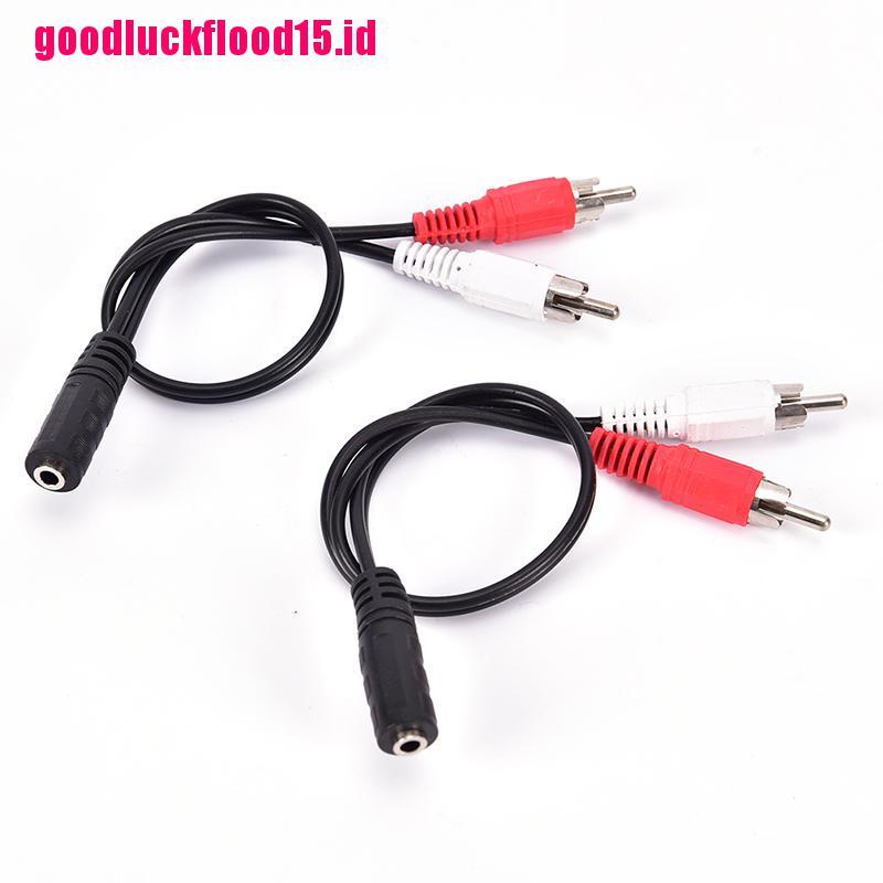 (LUCKID) Adapter Konverter Jack Audio Headphone 2-RCA Male Ke 3.5mm Female Aux