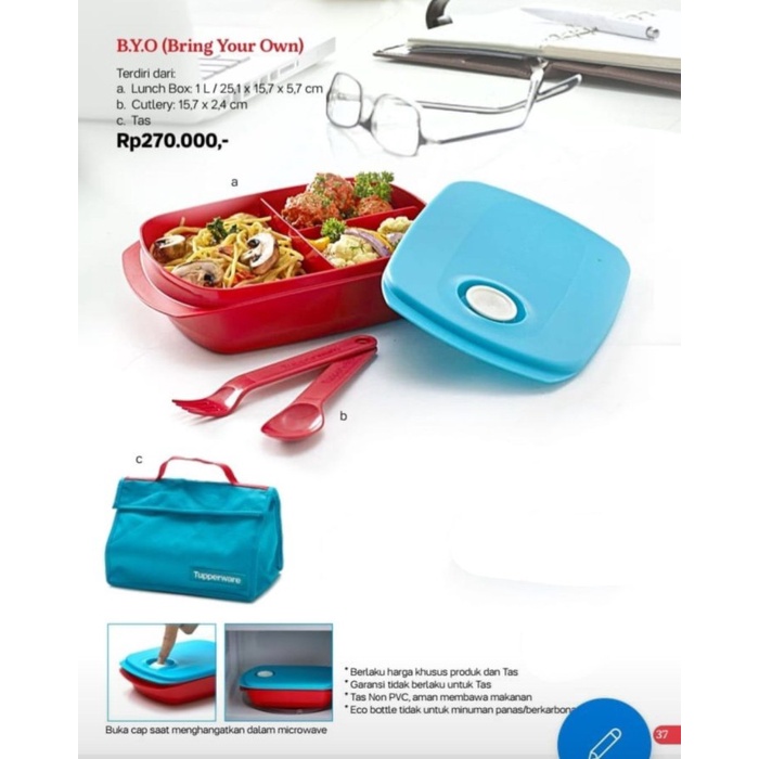 (AFW) Byo lunch box set tupperware promo - Biru