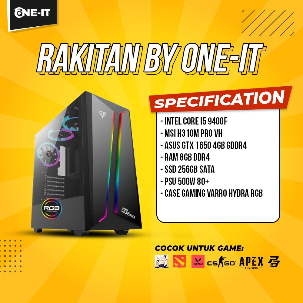 PC Rakitan Intel Core i5 9400F | GTX 1650 | RAM 8GB | SSD 256GB