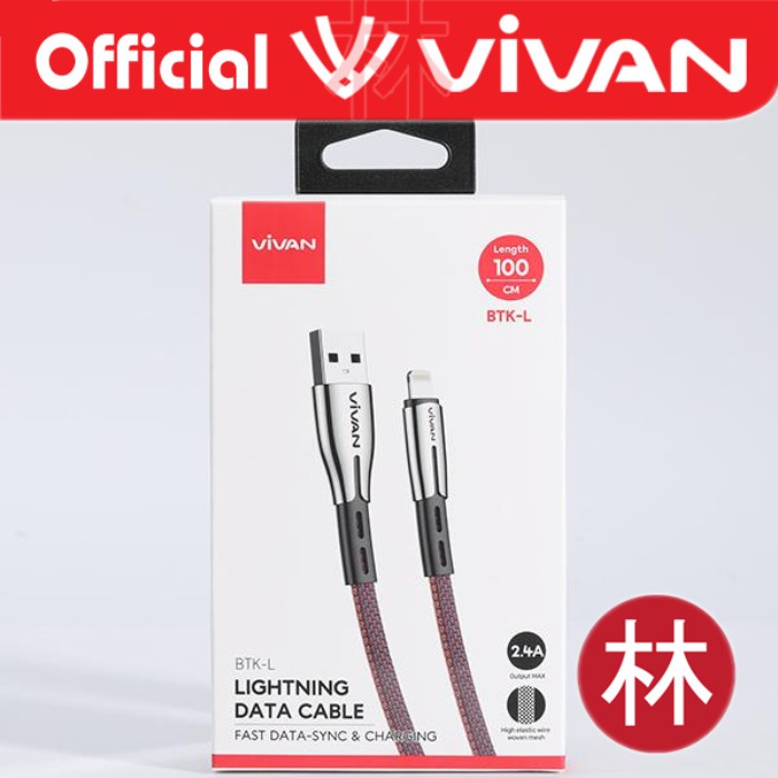 Vivan BTK-LS Kabel Data Cable Lightning Iphone Fast Charging 2.4A 1M New BTK-L