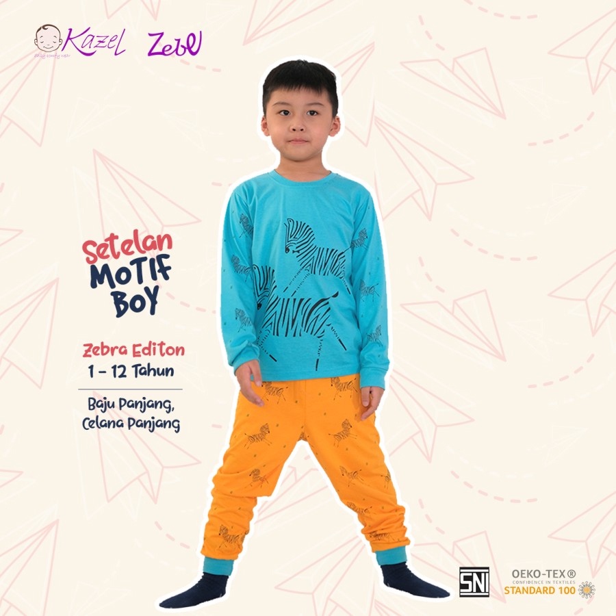 Zebe Setelan Motif Boy Piyama Baju Panjang Celana Panjang Pakaian Baju Anak Laki Laki