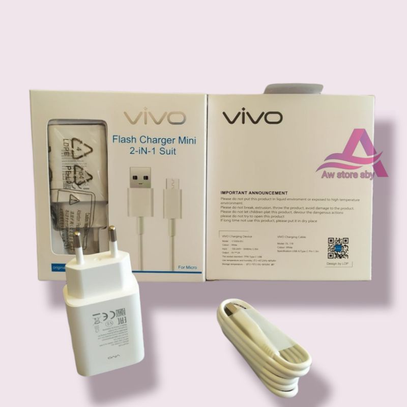 FLASH CHARGER VIVO MICRO FAST CHARGING 2A VIVO S1 Z1 PRO V15 Y91 Y93 Y12 Y15 Y17 Y19 Y12S Y20 Y20S [2in1 SUIT]