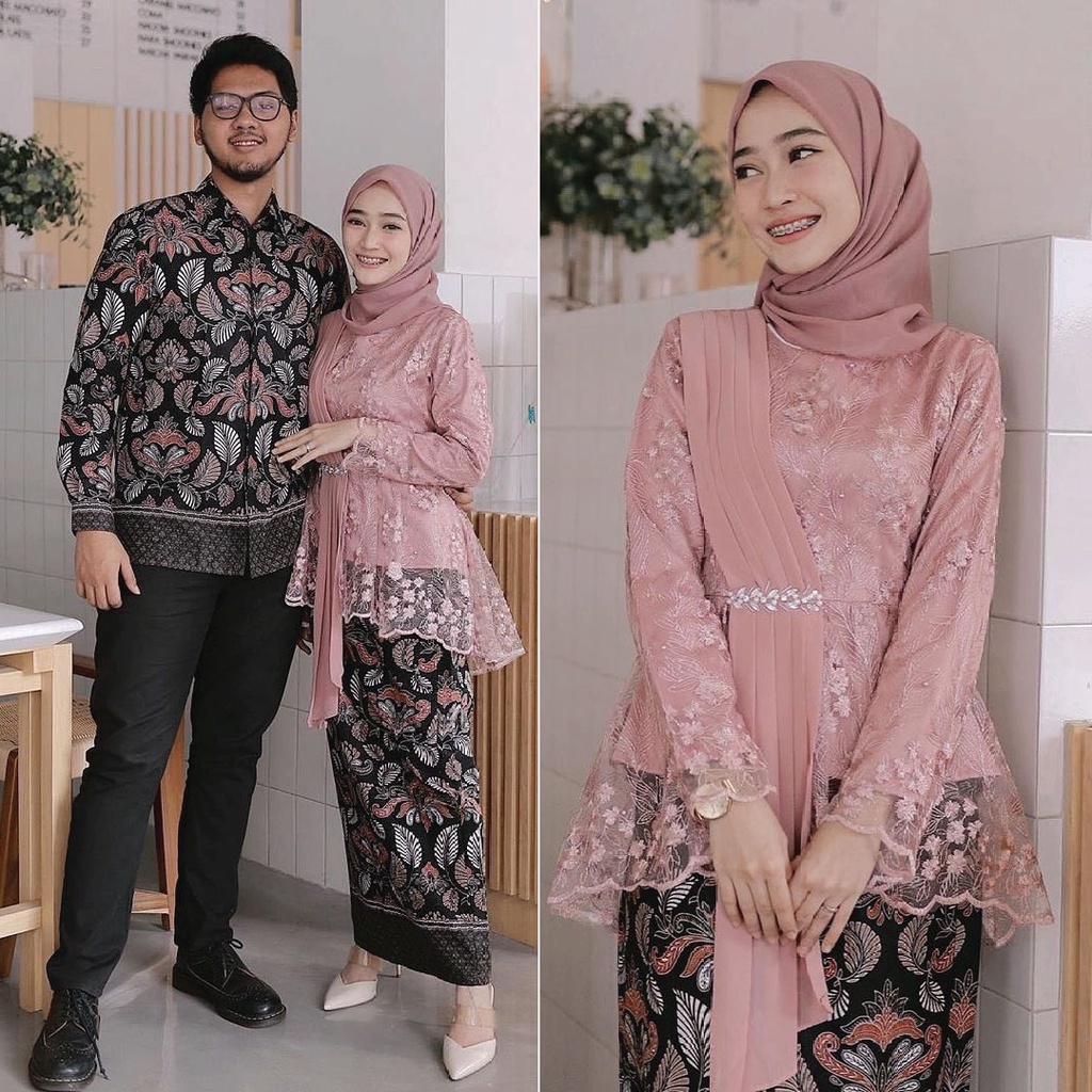 BATIK COUPLE TERMURAH - Kebaya Couple Viola Baju Lamaran Kondangan Bridesmaid Wisuda Nikahan