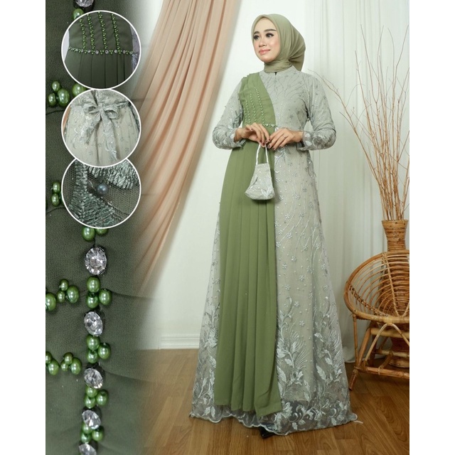 (COD) GAMIS DEFANA/GAMIS BROKAT TILLE/GAMIS PESTA/GAMIS KONDANGAN/GAMIS BROKAT PESTA/GAMIS PESTA KEK