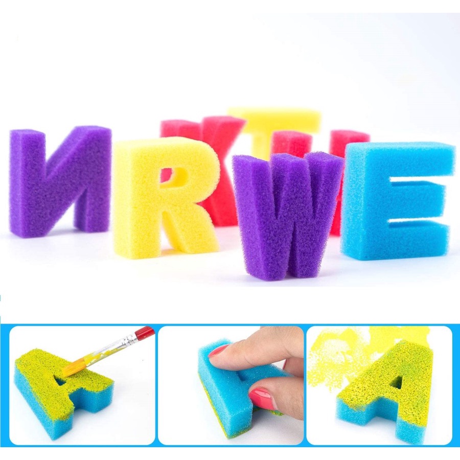 

Alat Lukis Anak Kuas Spons Huruf ABC Alphabet Sponge Brush Painting Set