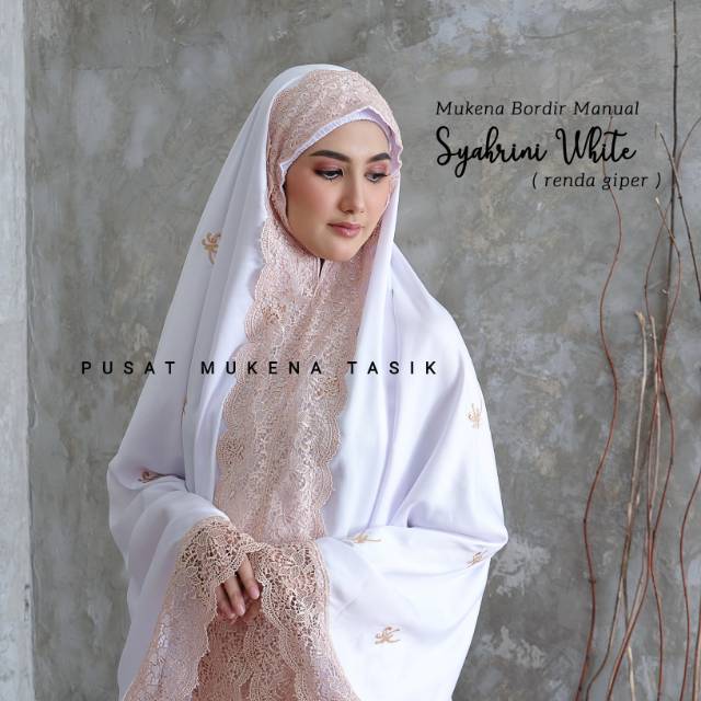 MUKENA DEWASA JUMBO SATIN SILKY RENDA LACE BORDIR MANUAL SYAHRINI | PUSAT GROSIR MUKENA MURAH