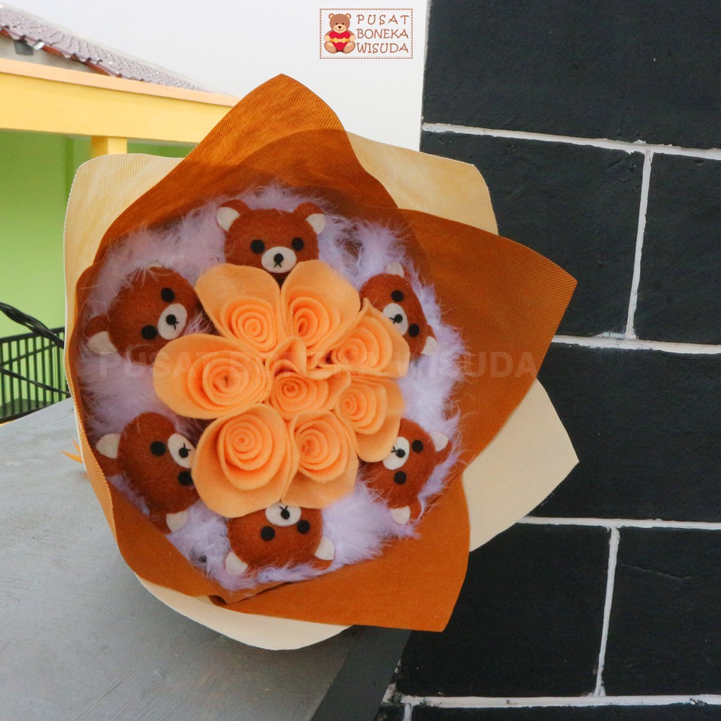 Bucket Bunga Boneka Buket Karakter Rilakkuma Wisuda/Anniversary/Ulang Tahun/Hadiah/Kado Rilakuma