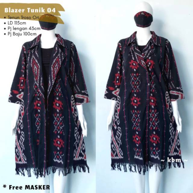 Blazer tunik tenun  ori troso free masker