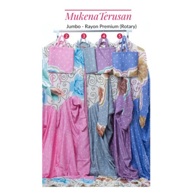 Mukena Sholat Terusan Dewasa Jumbo Motif Kalem Polkadot + Tas Rayon Adem/ Perlengkapan Sholat Wanita