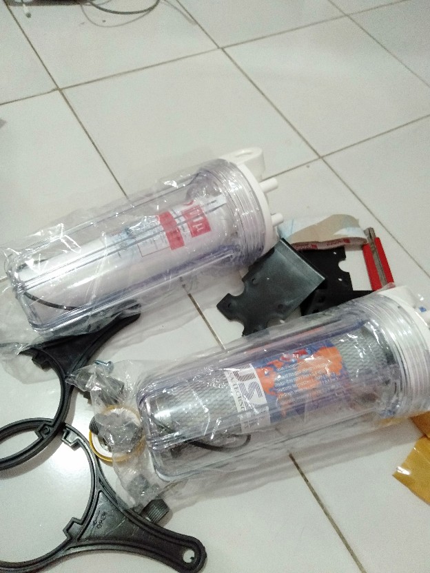 Penjernih Air Filter Air 2 Tabung Housing Nanotec 10 Drat 1/2 Atau 3/4 Bening