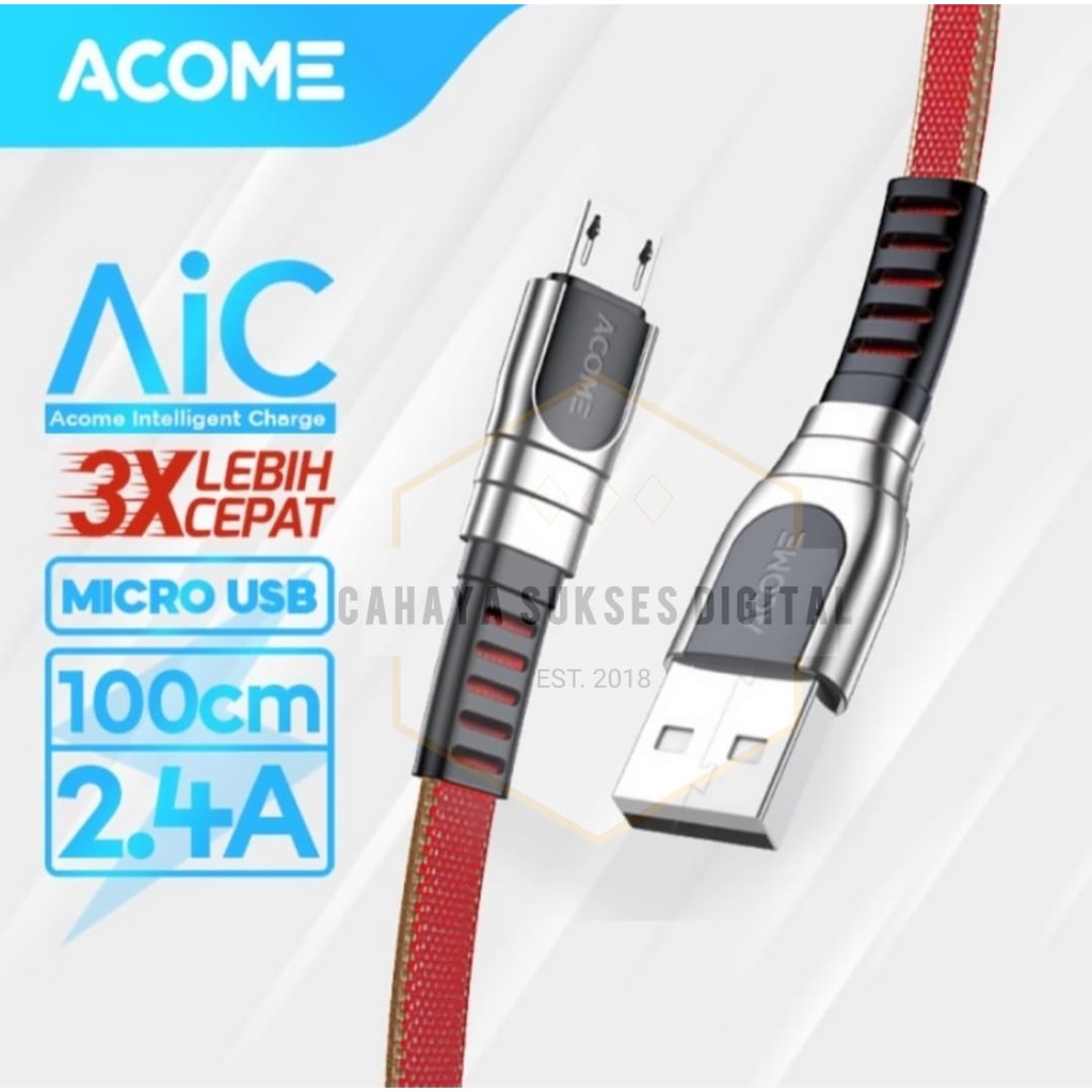 Kabel Data Acome AKM-010 Data Cable Micro USB Fast Charging