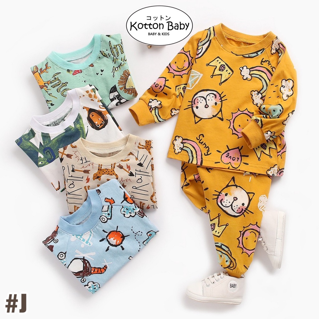 0-2 thn || SETELAN PIYAMA KAOS + CELANA (1 set) ANAK CASUAL BAJU TIDUR ZD  J catalog