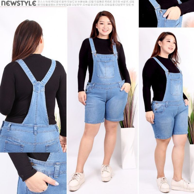 OVERALL SHORT PANTS HIGH QUALITY JEANS JUMBO 3L & 5L / BAJU KODOK DENIM / CELANA KODOK JEANS