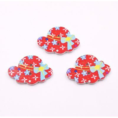 Kancing Kayu Dua Lubang - Girls Hat Style (10pcs)