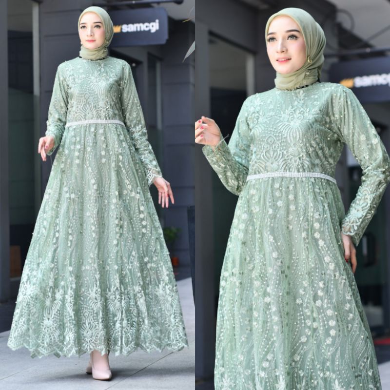 GAMIS TILLE PREMIUM // BAHAN TILLE BORDIR PREMIUM // FULL FURING // By Aleeta