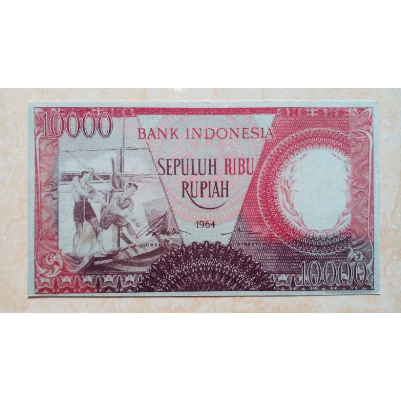 uang 10000 seri pekerja merah repro
