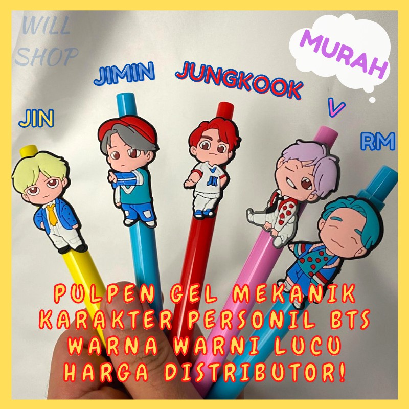 

PEN CETEK MEKANIK KARTUN PERSONIL B T S KPOP BANG TAN BT21 LUCU BOLPEN IMUT PULPEN PENA MURAH COD