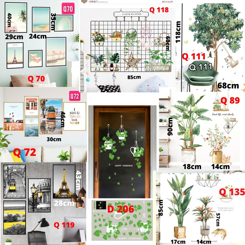 WALLSTIKER WALLSTIKER WALL STICKER STIKER PAPER WALLPAPER DINDING D3 MOTIF TANAMAN HIJAU DAUN POHON KAKTUS MONSTERA DEKORASI CAFE RUMAH PINTU JENDELA CERMIN KACA HIASAN KERAMIK KAMAR MANDI TOILET ANTI AIR WATERPROOF TEGEL KOMPOR KULKAS DAPUR 3D AESTHENTIC-3