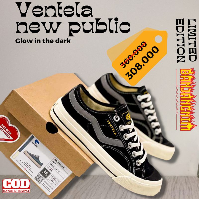 Sepatu Ventela New Public Newpublic Publik Low Original Termurah Black Natural White Grey Brown Cokl
