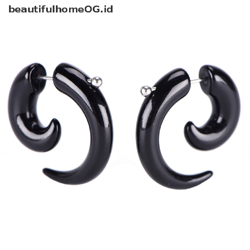 Anting Stud Piercing Bentuk Siput Bahan Akrilik Warna Hitam Gaya Gothic Punk Untuk Pria Dan Wanita