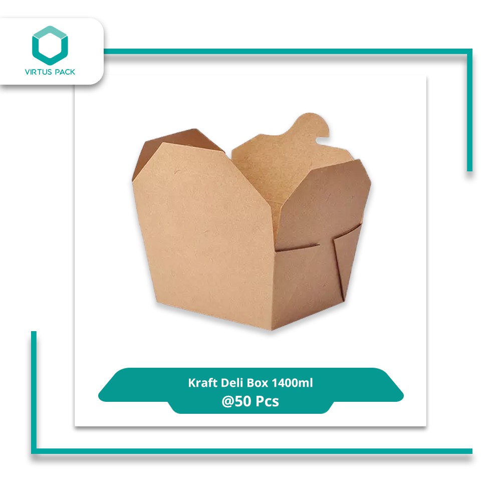 VirtusPack/Eco Friendly /Paper Lunch Box/ Kraft Deli Box 1400 ml / 50pcs