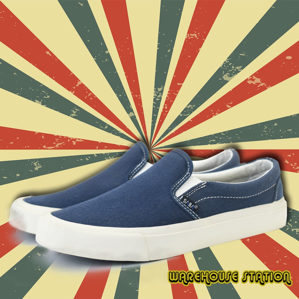 SABA Vintage Slip On Navy - Sepatu Sneakers Casual Pria Wanita