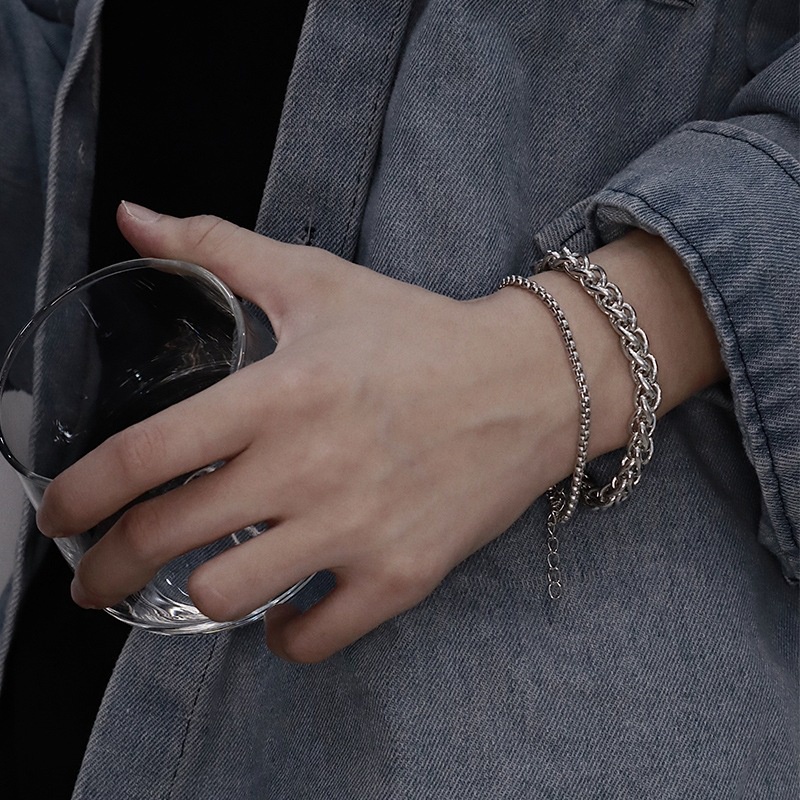 [Z H Perhiasan] Hip Hop Rock Retro Pria Fashion Kuba Stainless Steel Gelang Pesta Perhiasan Aksesoris 16 Cm/18 Cm/21 cm