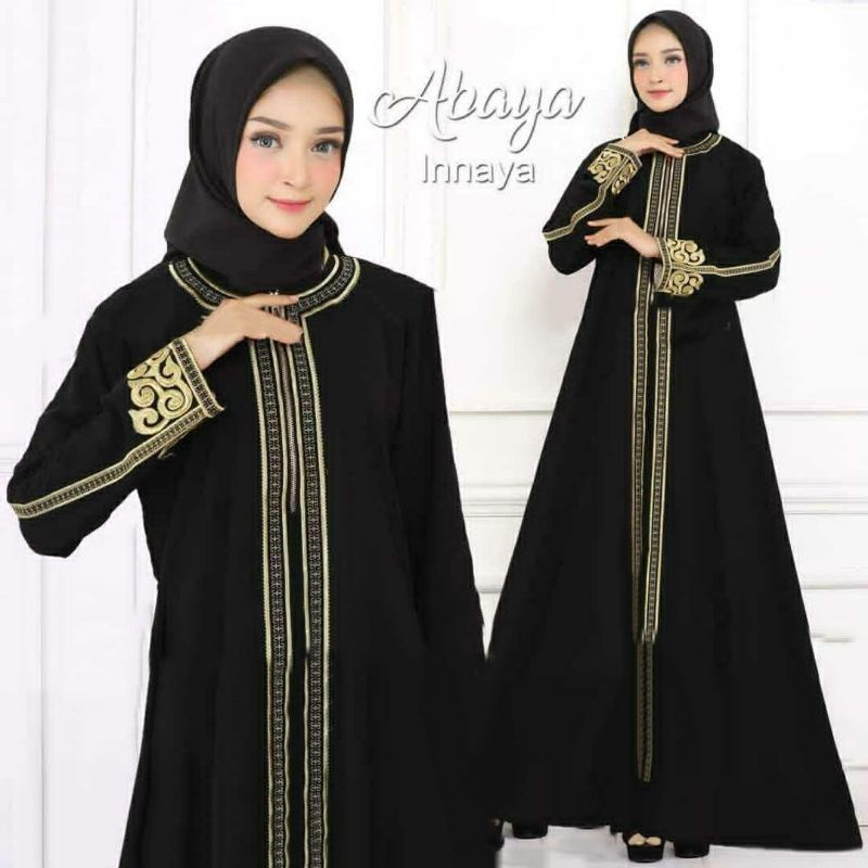 Abaya Hitam Jumbo LD130 - 140 Murah / Gamis Hitam Maxi Dress Jumbo