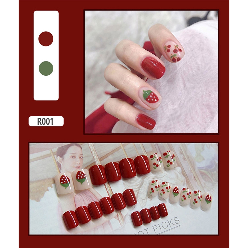 R001-r020 24pcs / box Kuku Palsu Full Cover Untuk Nail Art