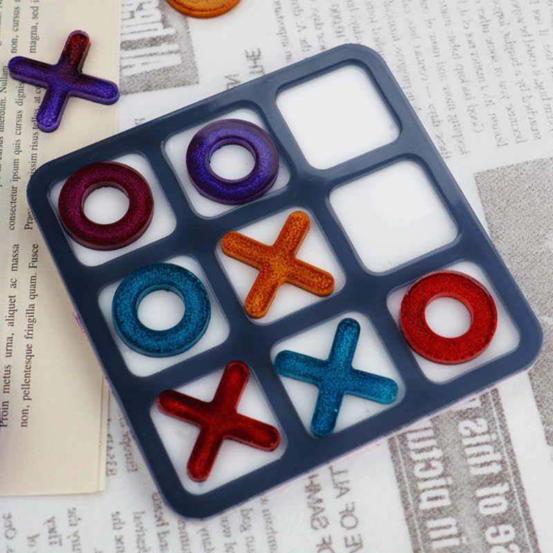 Siy Cetakan Resin Epoksi Bentuk Tic-Tac-Toe Bahan Silikon Untuk Kerajinan Tangan Diy