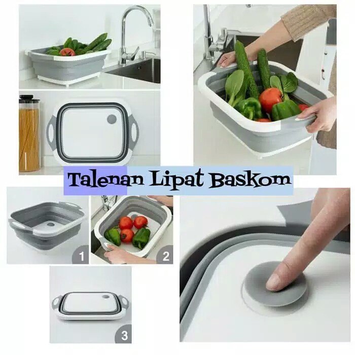 Talenan Lipat Baskom Multifungsi Anti Slip atau Jamur Bahan Plastik