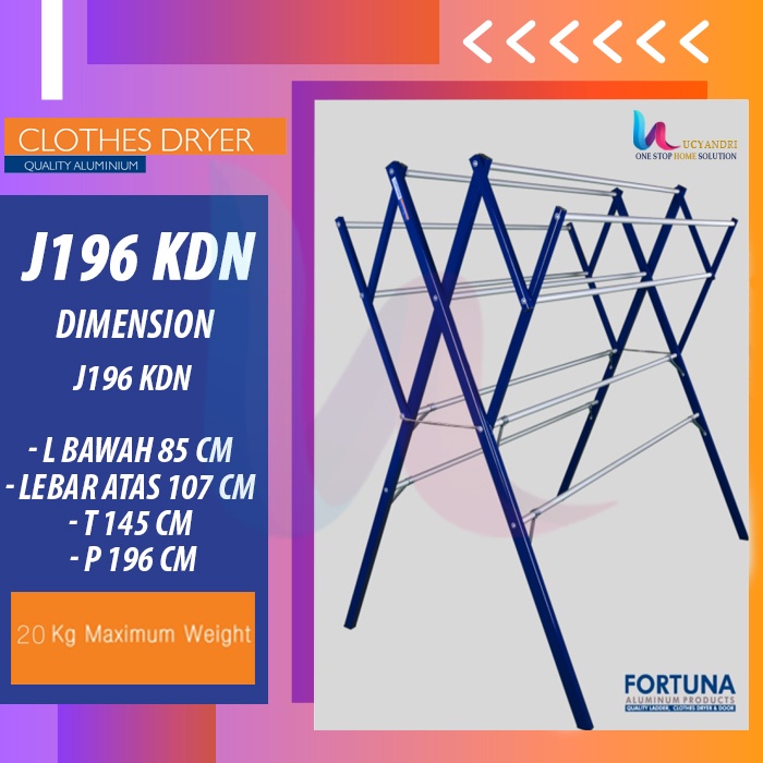 Jemuran Baju Pakaian Fortuna Aluminium - PANJANG 160 CM