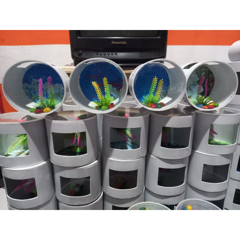 AQUARIUM MINI AQUASCAPE AQUARIUM DINDING PVC AKRILIK AQUARIUM IKAN CUPANG MOLLY GUPPY AQUARIUM MINIM