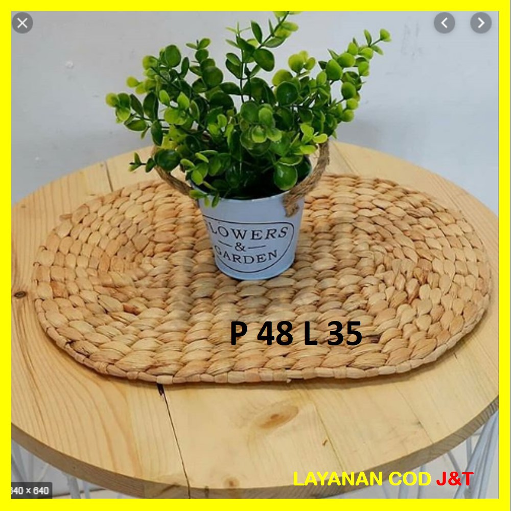 Placemat Oval Eceng / alas piring / taplak piring / table runner / water hyacinth placemats 40 cm