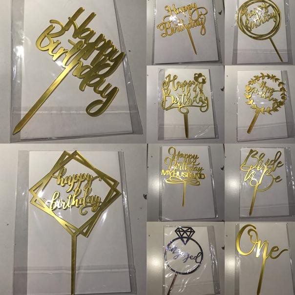 ptr03 Cake Topper Hiasan  Kue Tusuk Akrilik Acrylic Happy 