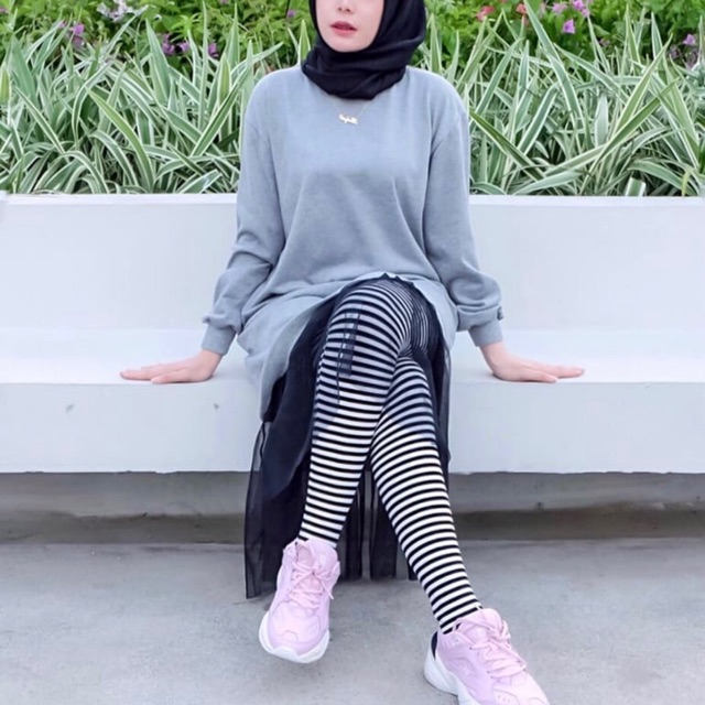 Leging wudhu Stripes (leging wudhu motif, leging wudhu garis)