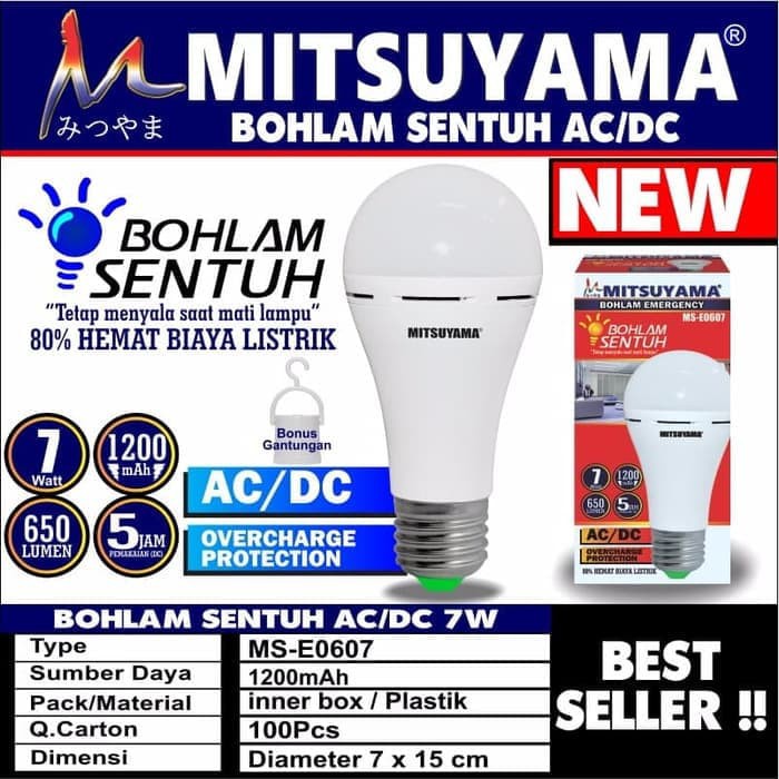 Mitsuyama Bohlam Lampu LED Emergency 7 Watt Ajaib Sentuh MSE0607