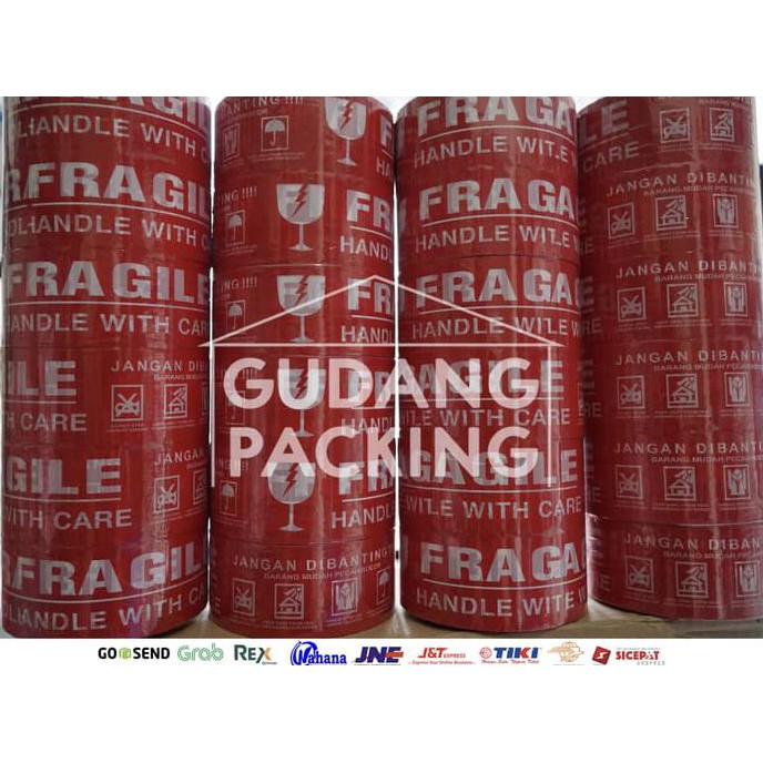 

Monggo] (Gosend/Grab) Lakban Fragile Merah Jgn Dibanting 2'' / 48Mm X 100 Yard