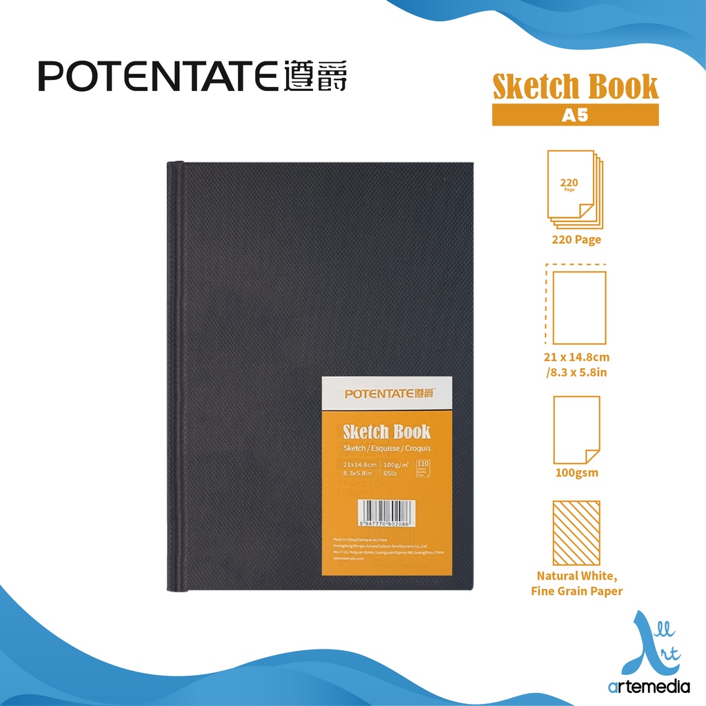 Buku Sketsa Potentate Hard Cover A5 Stitch Bound Sketchbook-1