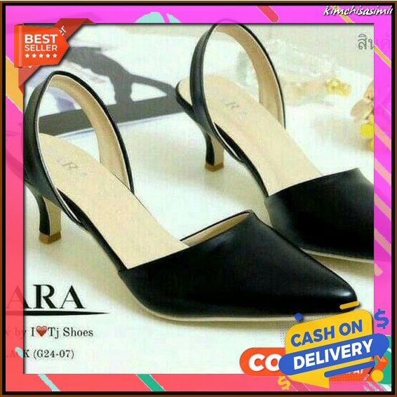 Heels Pesta Premium 5 Cm Kerja Batam Wisuda Kekinian Perempuan Cewek Import High Heels Nr01 Hitam - 