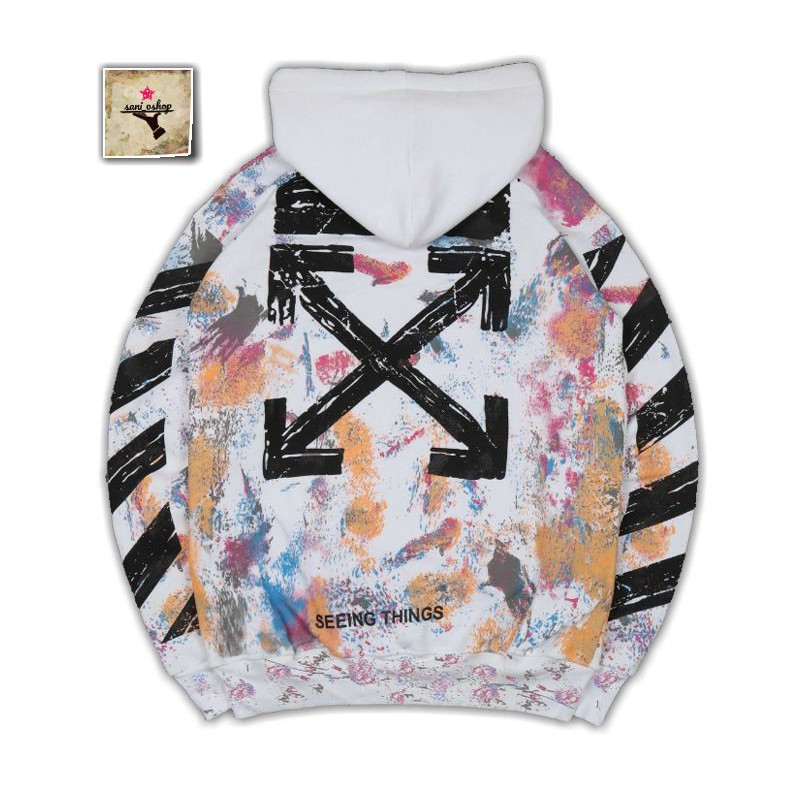 jaket sweater hoodie Off White Galaxy putih premium